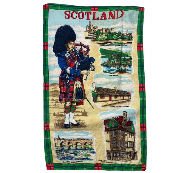 Vintage Scotland Linen Tea Towel Lot Of 4 Scotty Dog Bagpipes Lamont Scottish - Picture 7 of 16